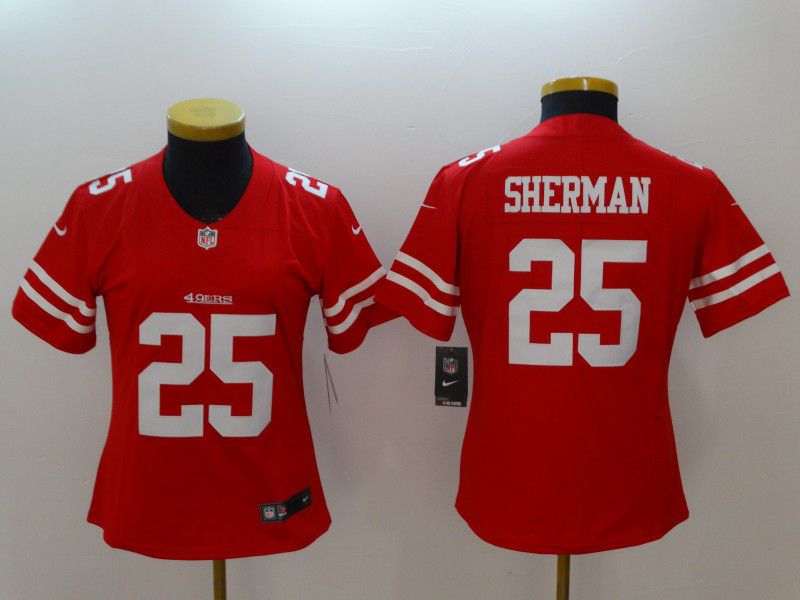 Women San Francisco 49ers #25 Sherman Red Elite New Nike NFL Jerseys